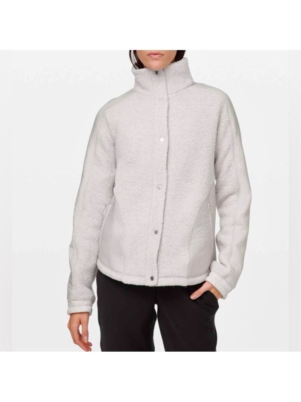 Lululemon Go Cozy Sherpa Fleece Jacket Heathered Ceramic Gray Size 6